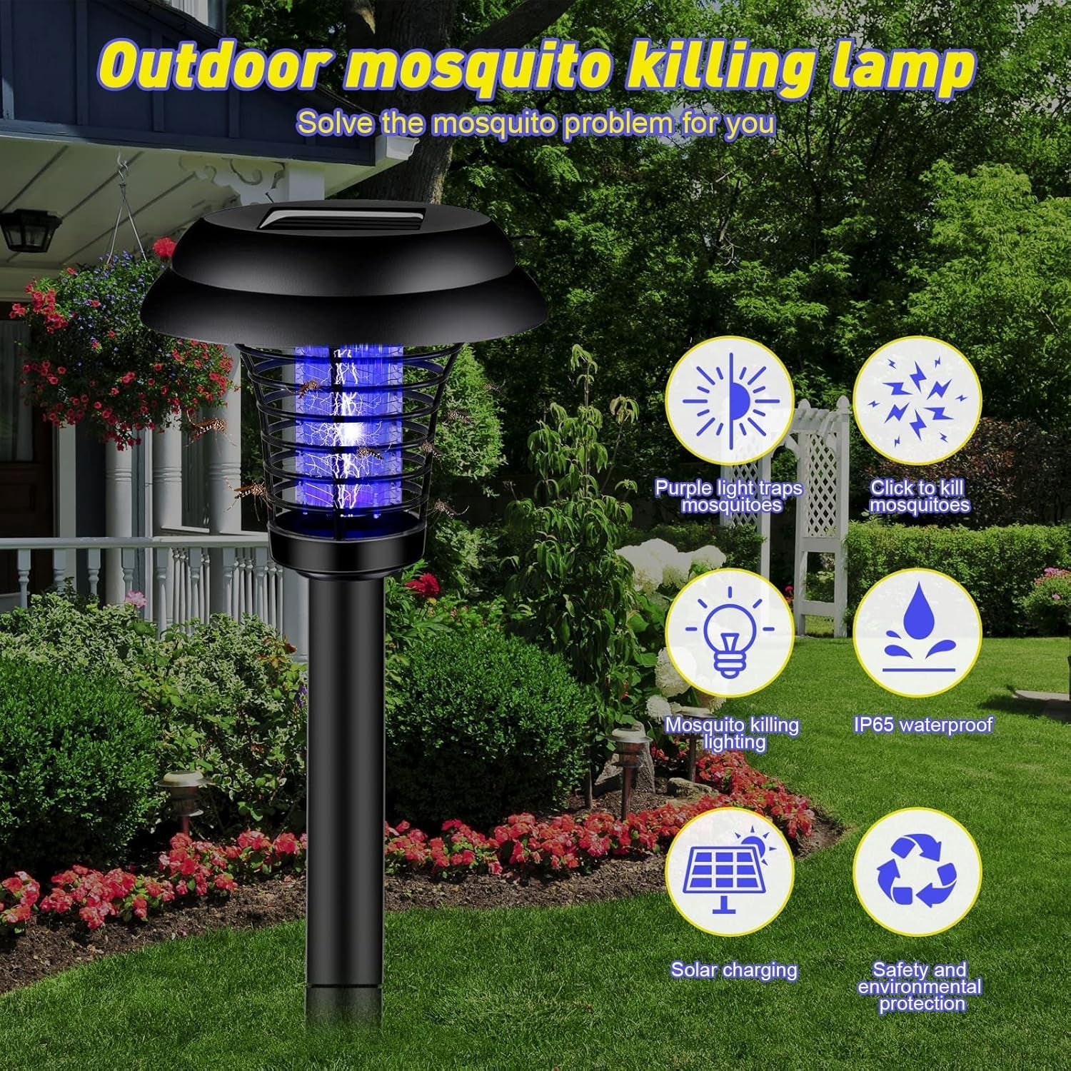 Medium Garden Solar Powered LED Mosquito Trap / Bug Zapper (1 Pc) Medium Garden Solar Powered LED Mosquito Trap / Bug Zapper (1 Pc)